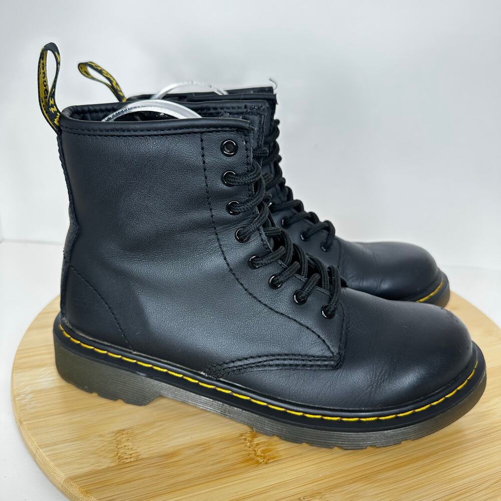 Dr. Martens 1460 Soft Black Leather Lace Up Boots Combat Moto Womens Size 5